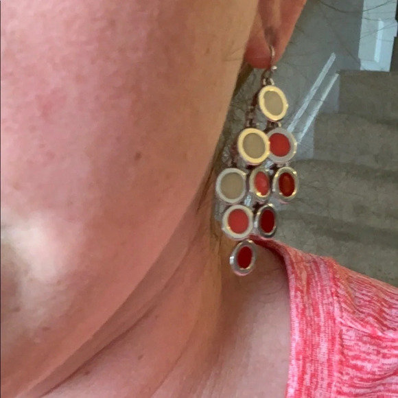 Pink and White Circles Earrings - Picture 4 of 6